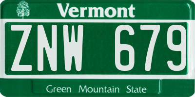 VT license plate ZNW679