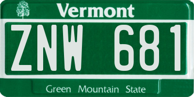 VT license plate ZNW681
