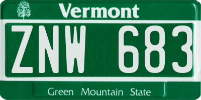 VT license plate ZNW683