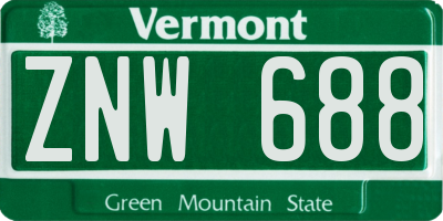 VT license plate ZNW688