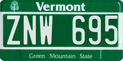 VT license plate ZNW695