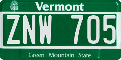VT license plate ZNW705