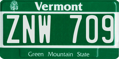 VT license plate ZNW709