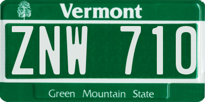 VT license plate ZNW710