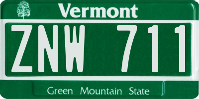 VT license plate ZNW711
