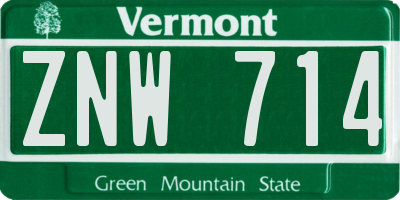 VT license plate ZNW714