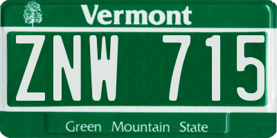 VT license plate ZNW715