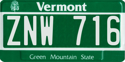 VT license plate ZNW716