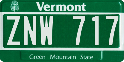 VT license plate ZNW717