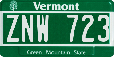 VT license plate ZNW723