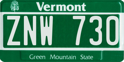 VT license plate ZNW730