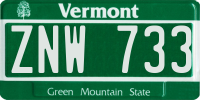 VT license plate ZNW733