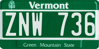 VT license plate ZNW736