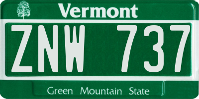 VT license plate ZNW737