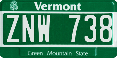 VT license plate ZNW738