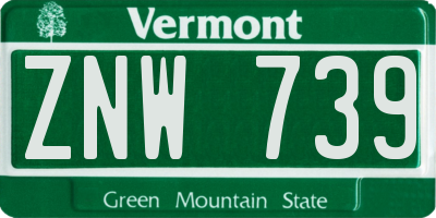 VT license plate ZNW739