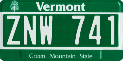 VT license plate ZNW741