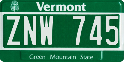 VT license plate ZNW745