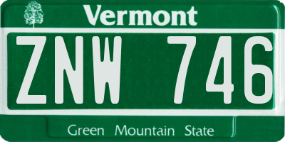 VT license plate ZNW746