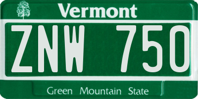 VT license plate ZNW750