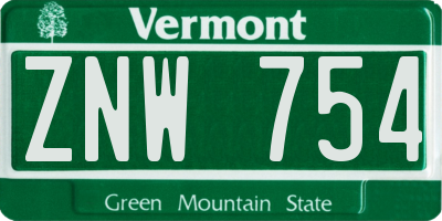 VT license plate ZNW754