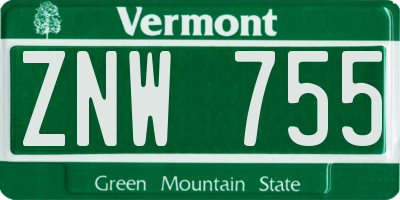 VT license plate ZNW755