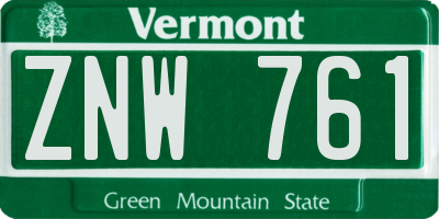 VT license plate ZNW761