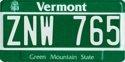 VT license plate ZNW765