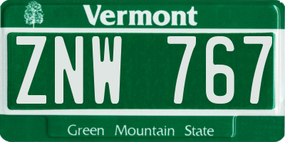 VT license plate ZNW767