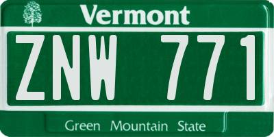 VT license plate ZNW771