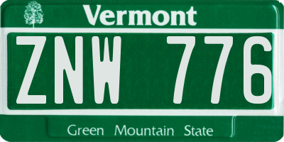 VT license plate ZNW776