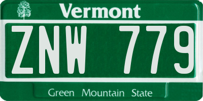 VT license plate ZNW779