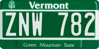 VT license plate ZNW782