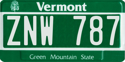 VT license plate ZNW787