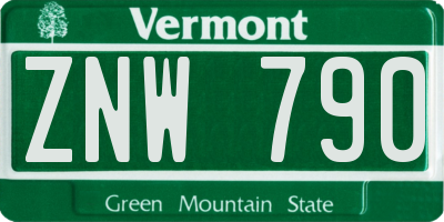 VT license plate ZNW790