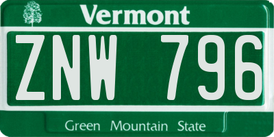 VT license plate ZNW796