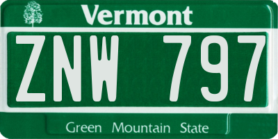 VT license plate ZNW797