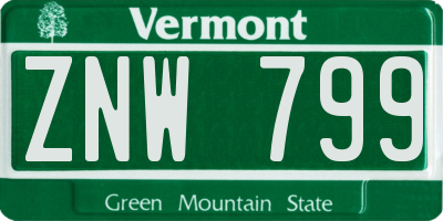 VT license plate ZNW799
