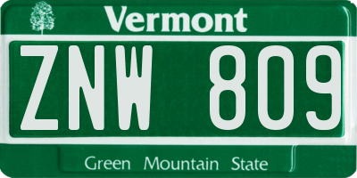 VT license plate ZNW809