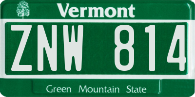 VT license plate ZNW814