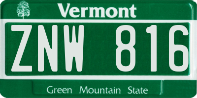 VT license plate ZNW816