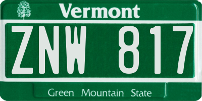 VT license plate ZNW817