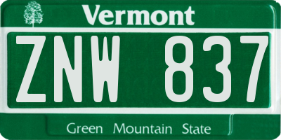VT license plate ZNW837
