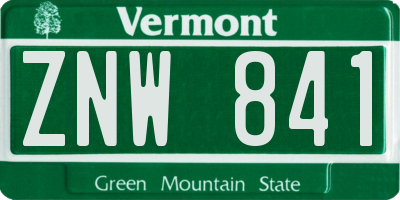 VT license plate ZNW841