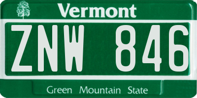 VT license plate ZNW846