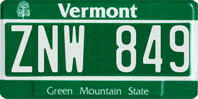 VT license plate ZNW849