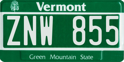 VT license plate ZNW855