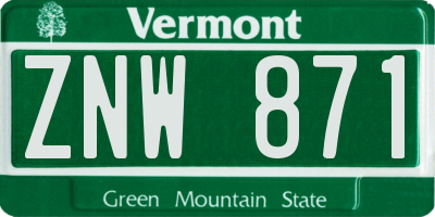 VT license plate ZNW871