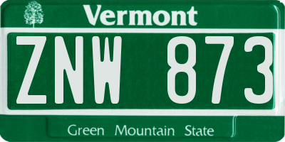 VT license plate ZNW873