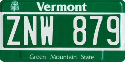 VT license plate ZNW879